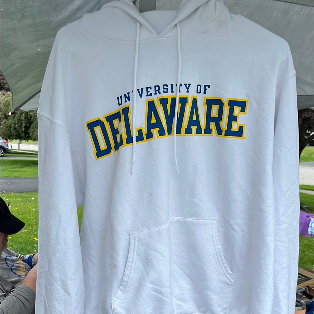 White and Blue Varsity Sweatshirt Hoodie